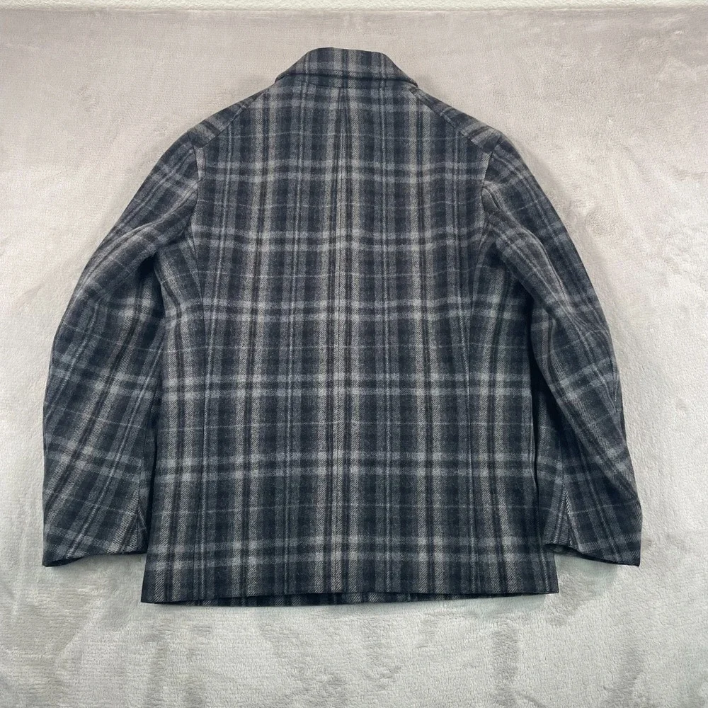 Banana Republic Chore Barn Coat Jacket Men Small Black Grey Plaid Wool Blend NEW